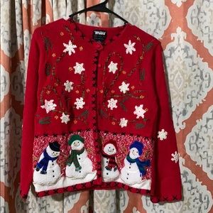 Vintage ugly Christmas button sweater